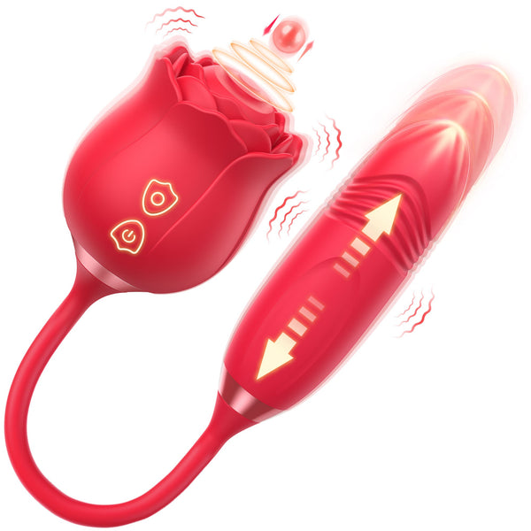 Vibromasseur Rose avec Modes de Tapotement et de Poussée