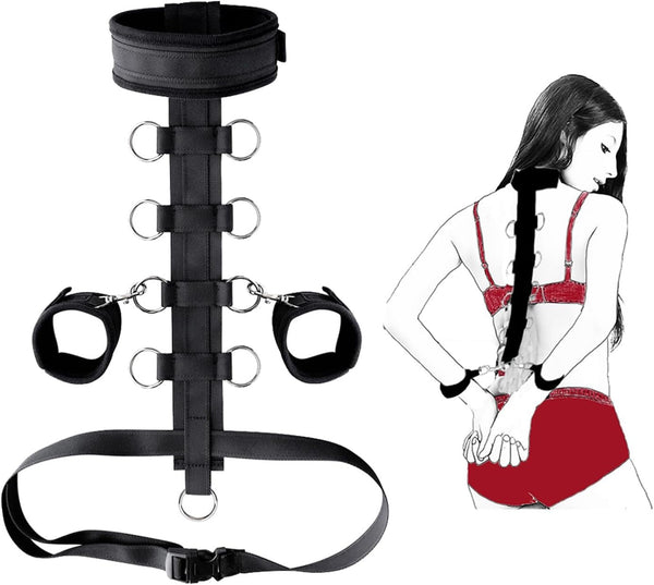 Ensemble de bondage SM ajustable avec collier et menottes pour couples