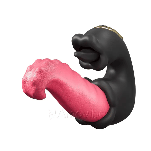 Vibromasseur à Pulsion et Léchage pour Point G avec Double Design Rose