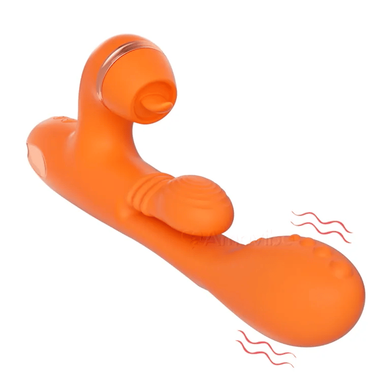 Vibromasseur Point G avec Massage en Mouvement Circulaire, Vibration & 3 Manchons pour Tapotement du Clitoris, Chatouillement & Léchage