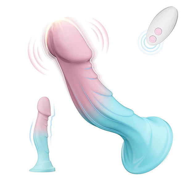 7.5 Inch Gradient Color Dildo with Remote Control & 9 Vibration Modes