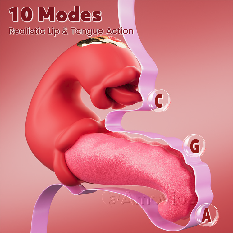 Vibromasseur Double Rose à Poussée pour Point G avec Léchage de Langue et Vibration