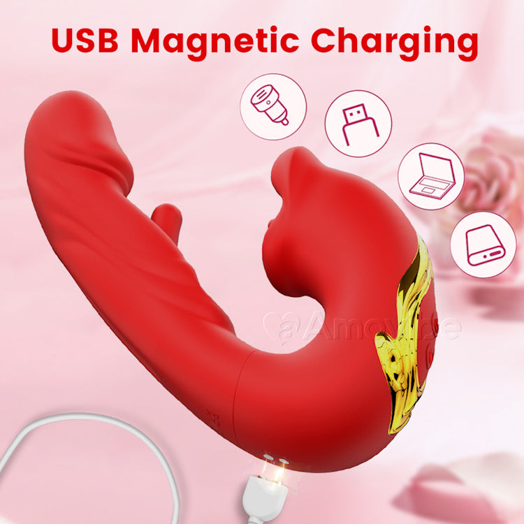 Vibromasseur Clitoris Battant avec Bouche Embrassante & Vibration