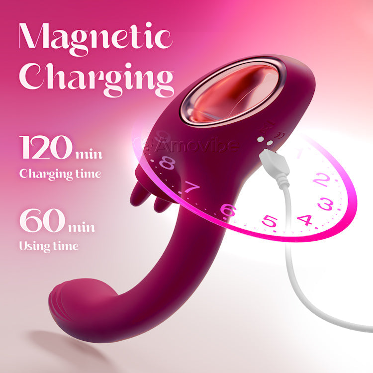 Vibromasseur Point G avec Fonction Double Léchage