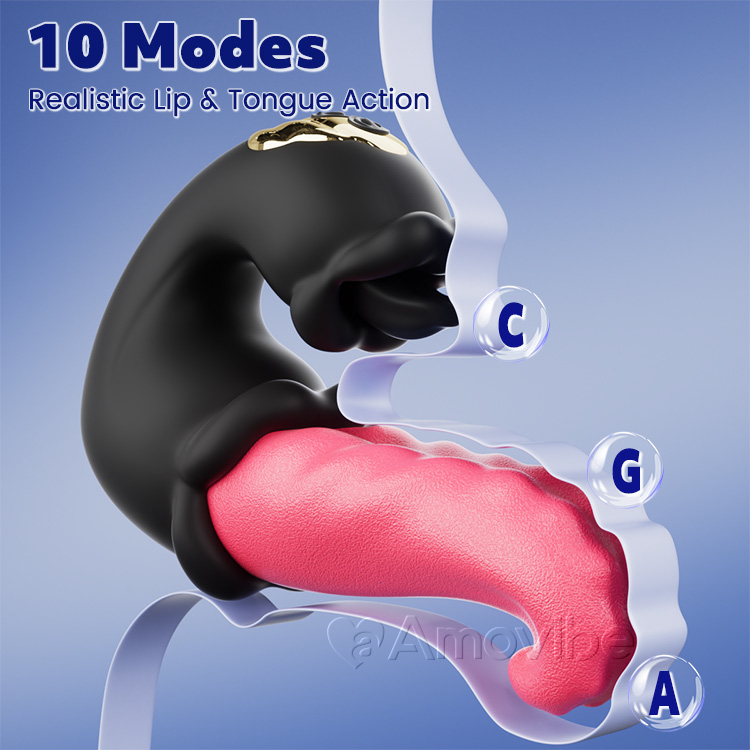 Vibromasseur à Pulsion et Léchage pour Point G avec Double Design Rose