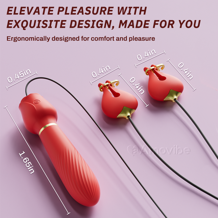 Vibromasseur clitoridien avec pinces à mamelons