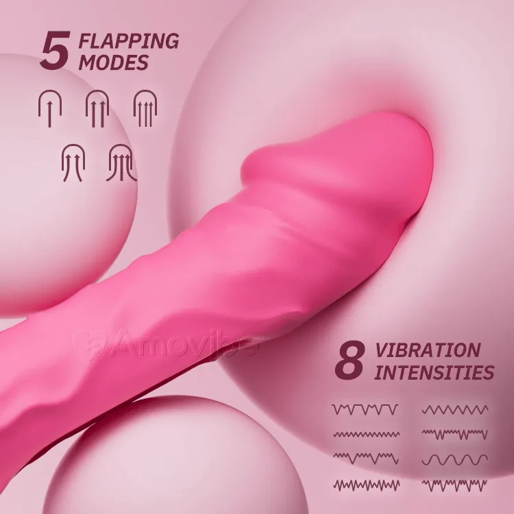 Vibromasseur Pénétrant avec Motifs de Battement et de Vibration (Base à Succion Incluse)