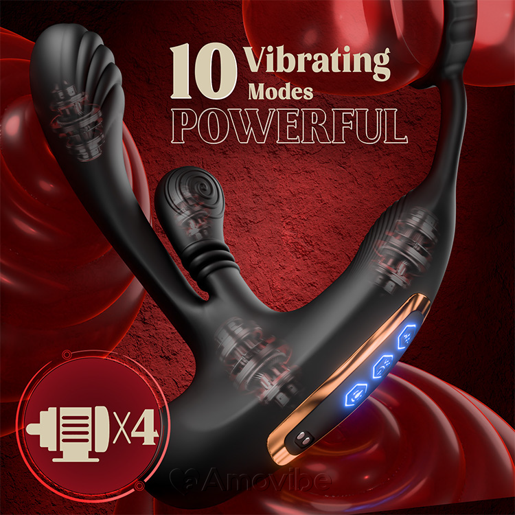 Stimulateur de prostate avec fonction rotative et triple vibration