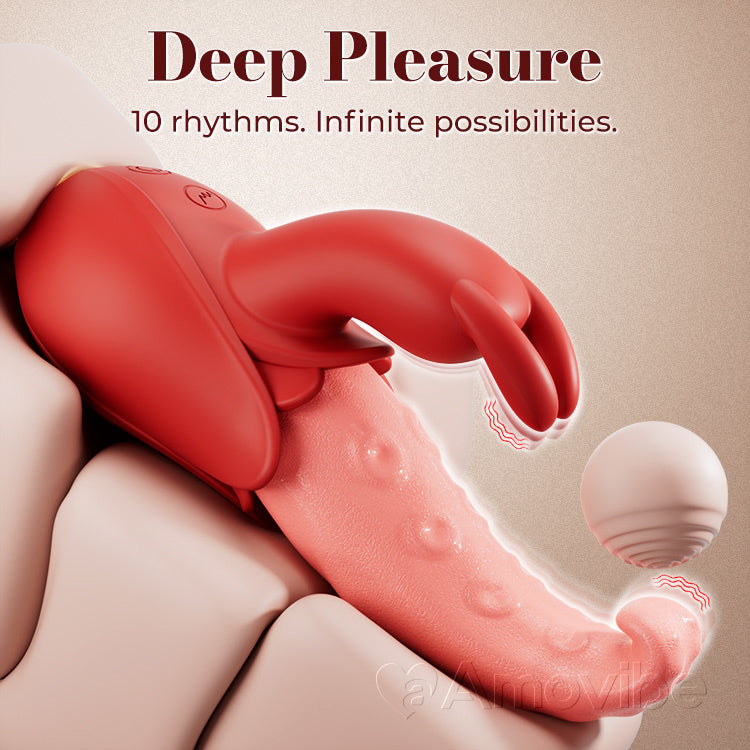 Vibrateur de langue 10 modes, double stimulation, ultra-silencieux