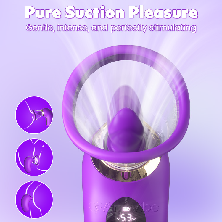 Vibromasseur 5-en-1 avec succion, léchage et contrôle LCD