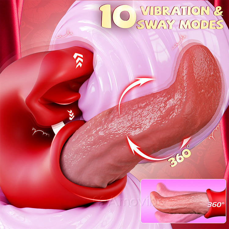 Vibromasseur 3 en 1 - avec point G, clitoris et langue, étanche