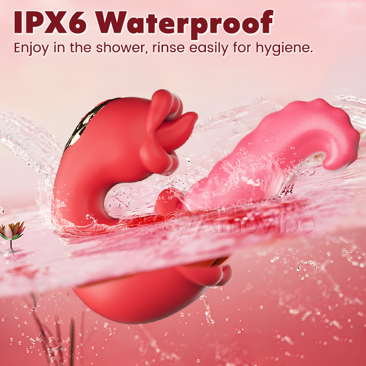 Vibromasseur Double Rose à Poussée pour Point G avec Léchage de Langue et Vibration