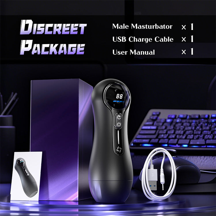 Masturbateur masculin automatique – 4 suctions, 9 vibrations, affichage LED