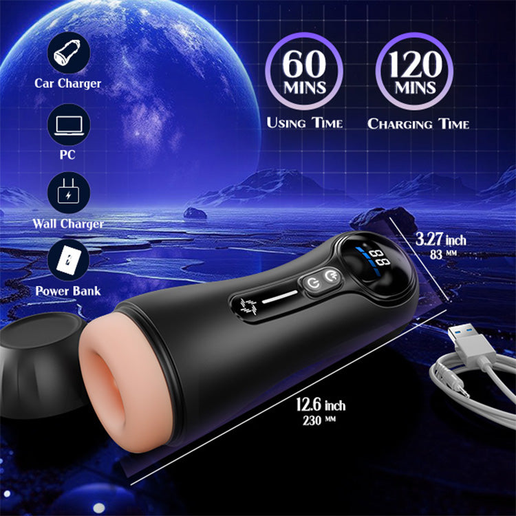 Masturbateur masculin automatique – 4 suctions, 9 vibrations, affichage LED