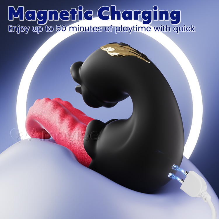 Vibromasseur à Pulsion et Léchage pour Point G avec Double Design Rose