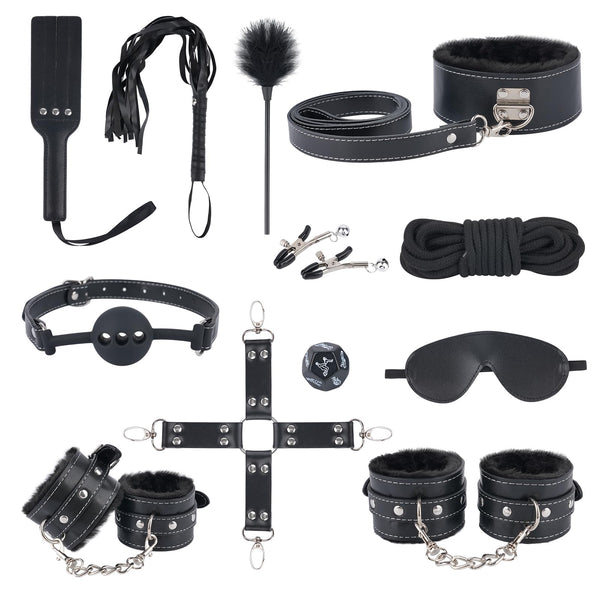 Kit de bondage BDSM – Ensemble de 12 pièces de contention pour jeu de rôle érotique et contrôle
