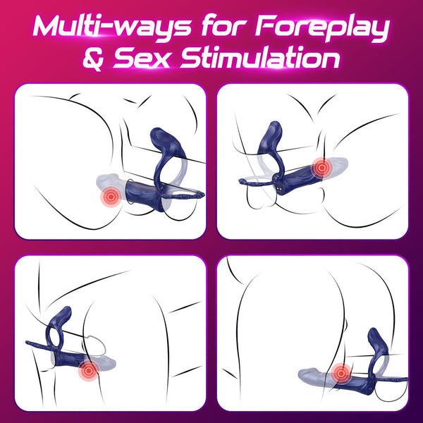 Harnais pénien et manchon vibrant – anneau pénien pour stimulation clitoridienne et du point G