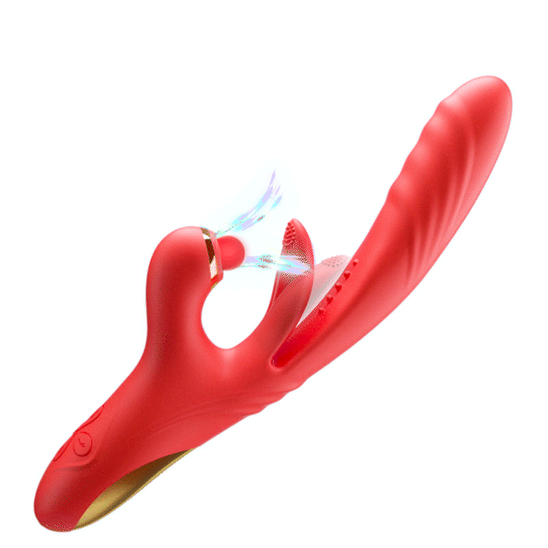 Vibromasseur à poussée 5 EN 1 avec léchage, vibration, réchauffement et tapotement du clitoris